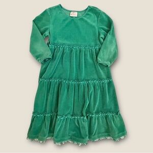 Hanna Andersson green velvet tiered ruffle dress
